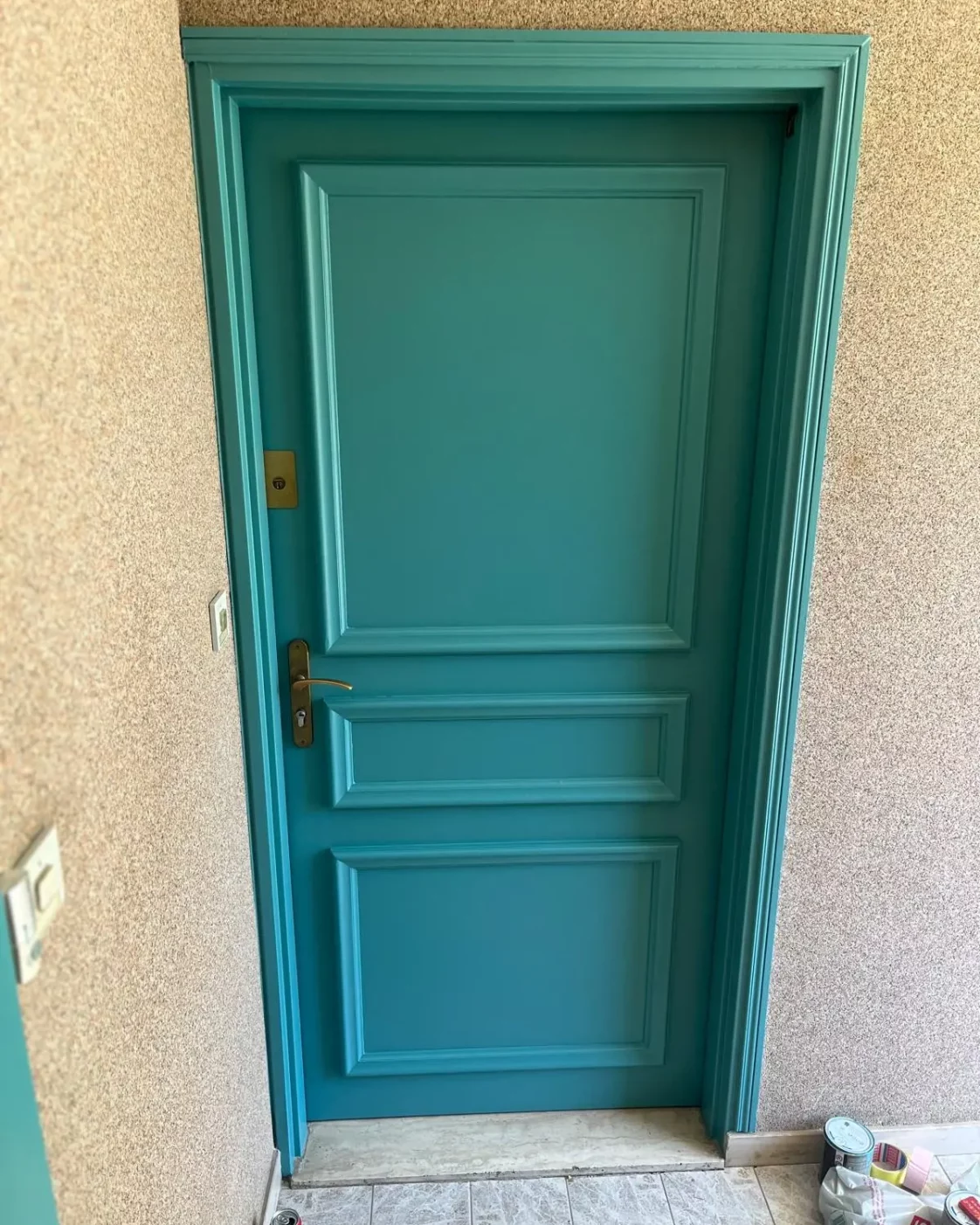 porte turquoise peinture decorative