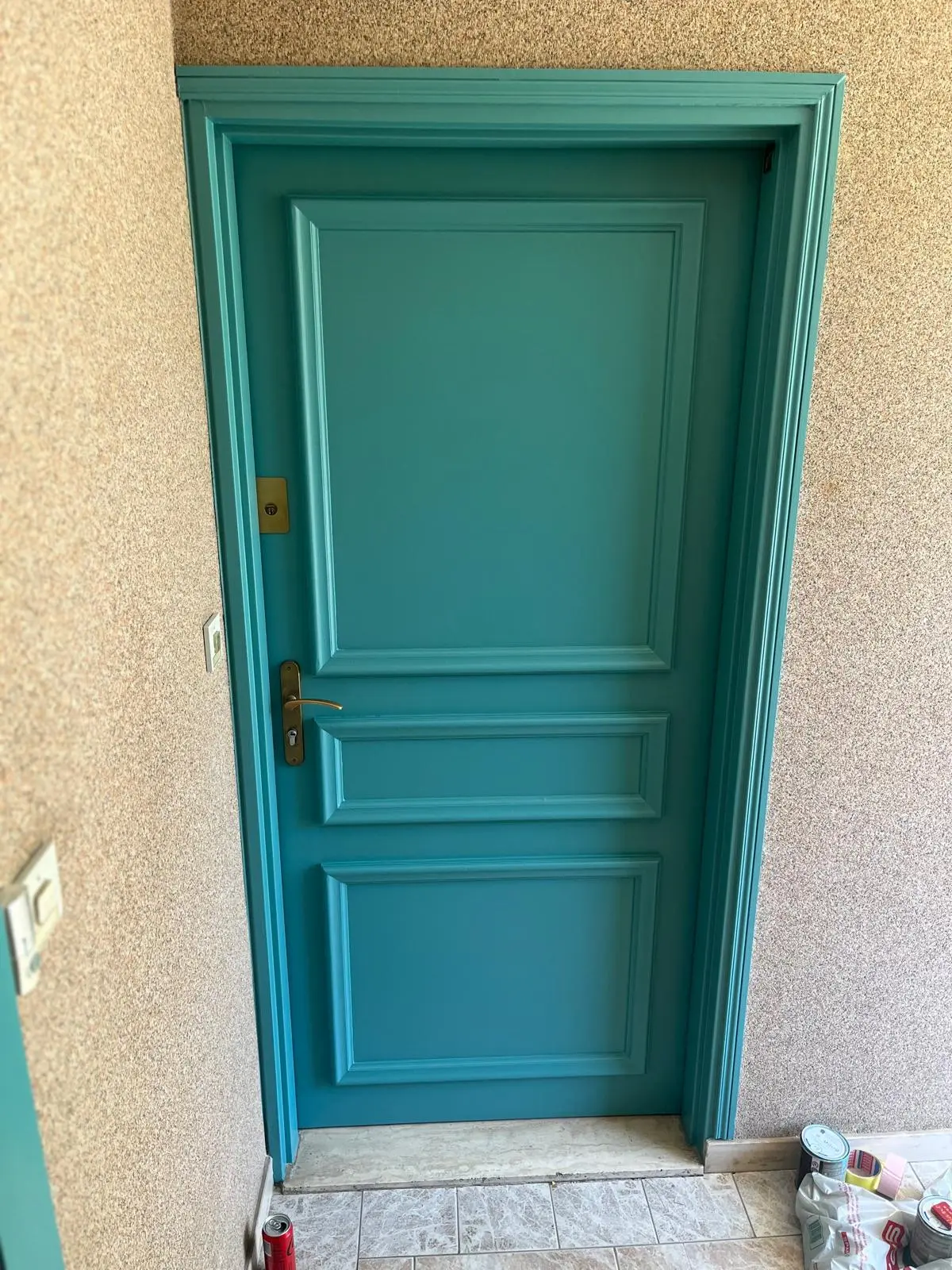 porte turquoise peinture decorative